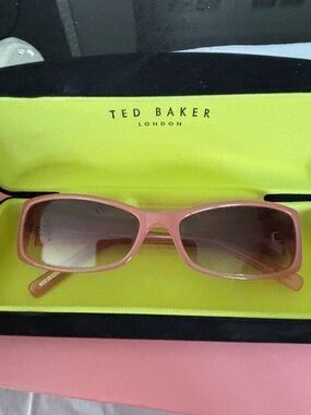Ted Baker Soft Pink Rectangular Sunglasses with Brown Gradient Lenses